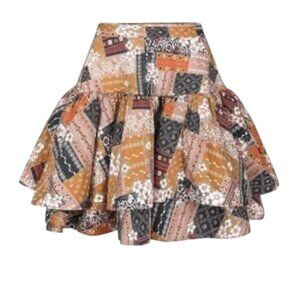 Selkie 'The Beverly Hills' Floral Patchwork Ruffle Skirt Women's 5X -Brown NWT
